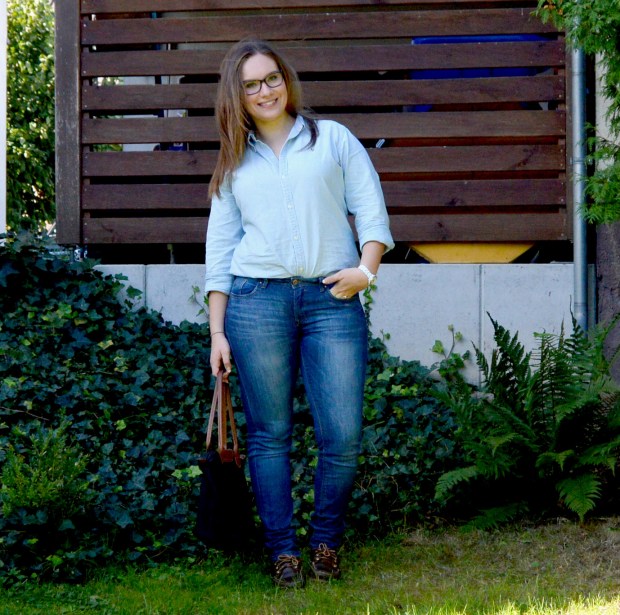 When Anna Denim all Over Longchamp Tasche Ralph Lauren Bluse Esprit Jeans Timberland Schuhe