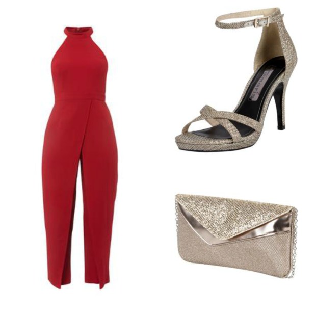 Silvesteroutfit Collage roter Jumpsuit